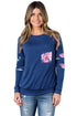 Sexy Floral Patch Accent Navy Sweatshirt